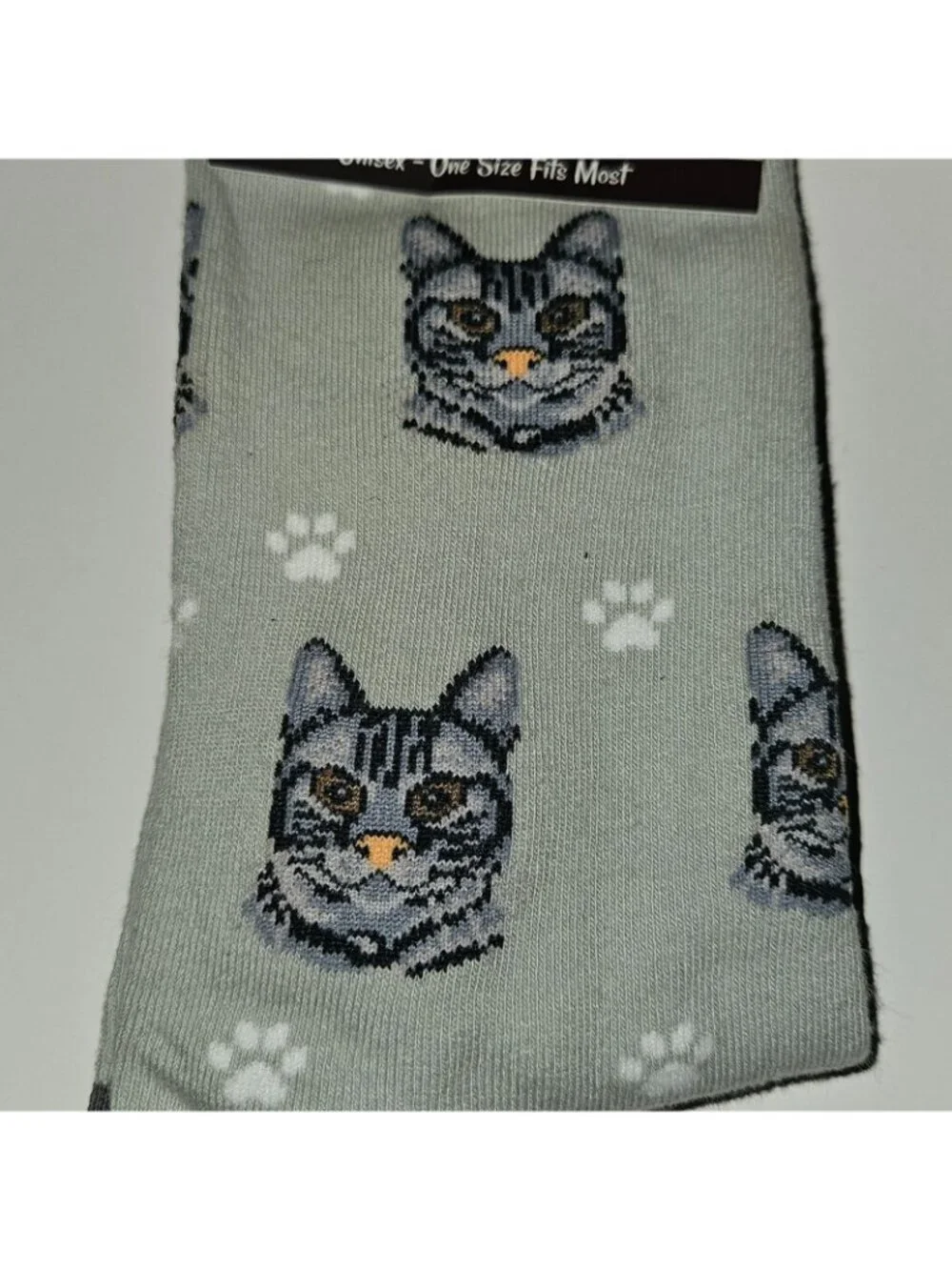 NEW Sock Daddy Gray Socks Silver Tabby Cat Kitty Paw Prints Unisex OSFM One Size